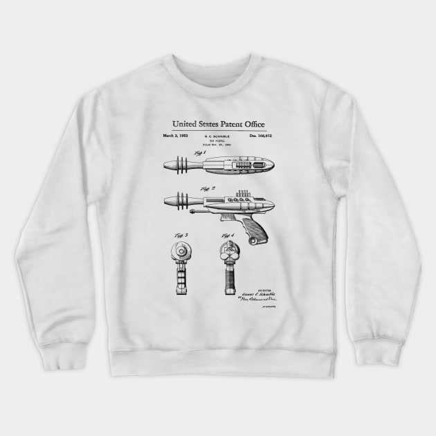 Laser Gun Toy Patent Black Crewneck Sweatshirt by Luve